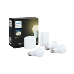 Набір з 3-х смарт-ламп з вимикачем Philips Hue Starter kit E27 White A60 3 set + switch