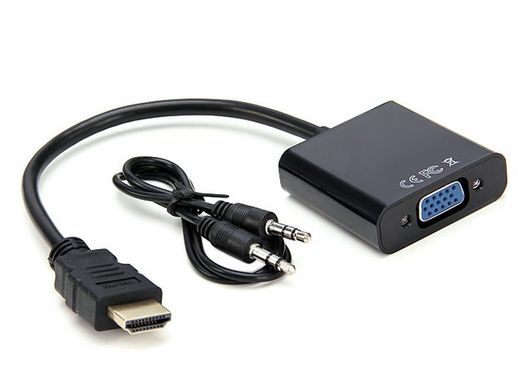Конвертер HDMI в VGA + аудіо (HDMI- VGA + шнур AUX)