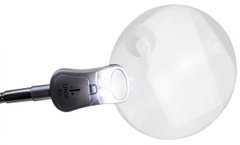 Лупа настільна Zhongdi гнучка з прищіпкою, з LED підсвічуванням, 2.5X Ø107мм, 6X Ø20мм
