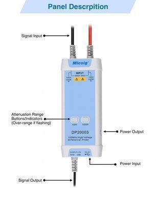 Осциллографический высоковольтный дифференциальный пробник Micsig DP10007