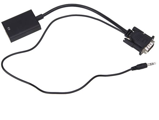 Конвертор VGA в HDMI + аудіо, штекер VGA - гніздо HDMI + штекер 3.5 стерео