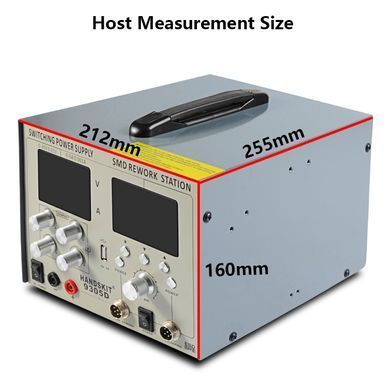 Паяльная станция 4в1 HandsKit 9305D (паяльник+фен+лаболаторный блок+USB), 4 дисплея, 800 Вт, 220 В, Цифровая, Есть