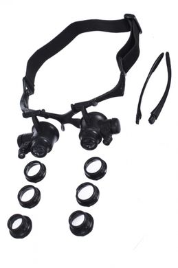Лупа-окуляри бінокулярна Zhongdi c LED підсвічуванням, 10Х, 15X, 20X, 25X