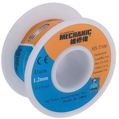 Припой Mechanic HX-T100 (Sn63/Pb37), диам.-1.2мм, 87гр.