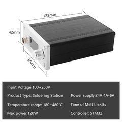 Паяльна станція HandsKit T12A STM32, OLED дисплей, 180-480&deg;C, 220V, підставка, 120 Вт, 220 В, Цифрова, Є, Картріджний