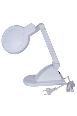 Лупа-лампа Zhongdi с LED подсветкой, настольная, круглая, 3X, 8X, 3W, Ø90мм, белая