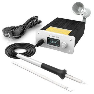 Паяльна станція HandsKit T12A STM32, OLED дисплей, 180-480&deg;C, 220V, підставка, 120 Вт, 220 В, Цифрова, Є, Картріджний