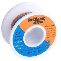Припой Mechanic HX-T100 (Sn63/Pb37), диам.-0.8мм, 42гр.