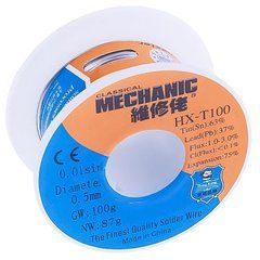 Припой Mechanic HX-T100 (Sn63/Pb37), диам.-0.5мм, 87гр.