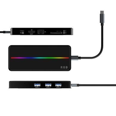 Mirabox OTG 8-in-1USB C hub dock, RGB