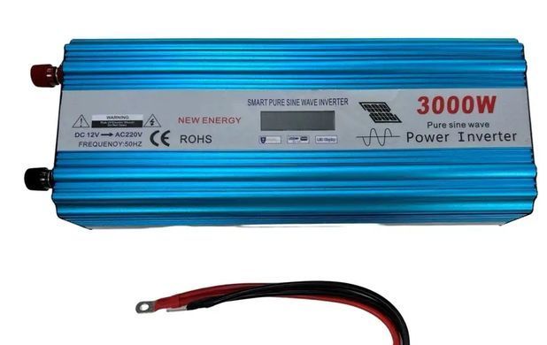 Инвертор с чистой синусоидой 12V в 220V, HPA-3000W без зарядки + LCD дисплей