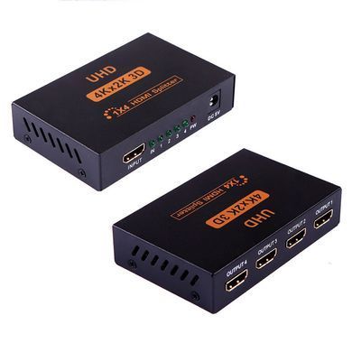 Сплітер HDMI 1x4, металевий корпус, DC-5V