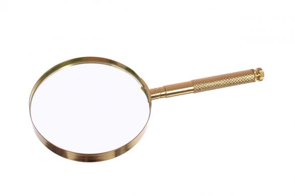 Лупа ручна Zhongdi кругла, металева ручка, gold, 2.5X, Ø100мм