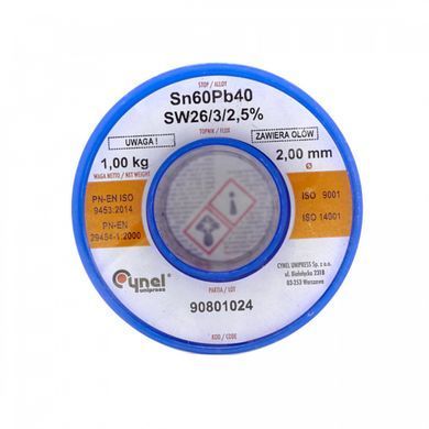 Припій Cynel Sn60Pb40-SW26 2мм, 1кг