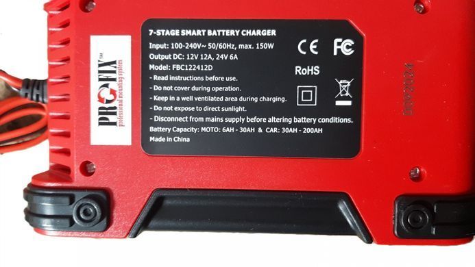 Зарядное устройство Foxsur FBC122412D, 12V 12A, 6-200Ah / 24V 6A, 6-100Ah