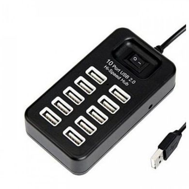 USB HUB на 10 портов USB 2.0, с выключателем, активный (в блистере)