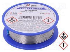 Припой Cynel Sn60Pb40-SW26, диам.-0.8мм, 100г, на катушке