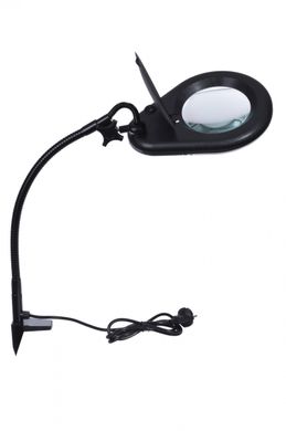 Лупа-лампа Zhongdi с LED посветкой, на струбцине, круглая, 7W, 5X Ø130мм, чёрная