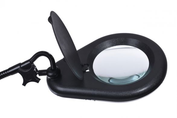 Лупа-лампа Zhongdi с LED посветкой, на струбцине, круглая, 7W, 5X Ø130мм, чёрная
