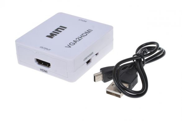 Конвертор VGA в HDMI, гніздо VGA + гніздо 3.5мм (IN) - гніздо HDMI (OUT)